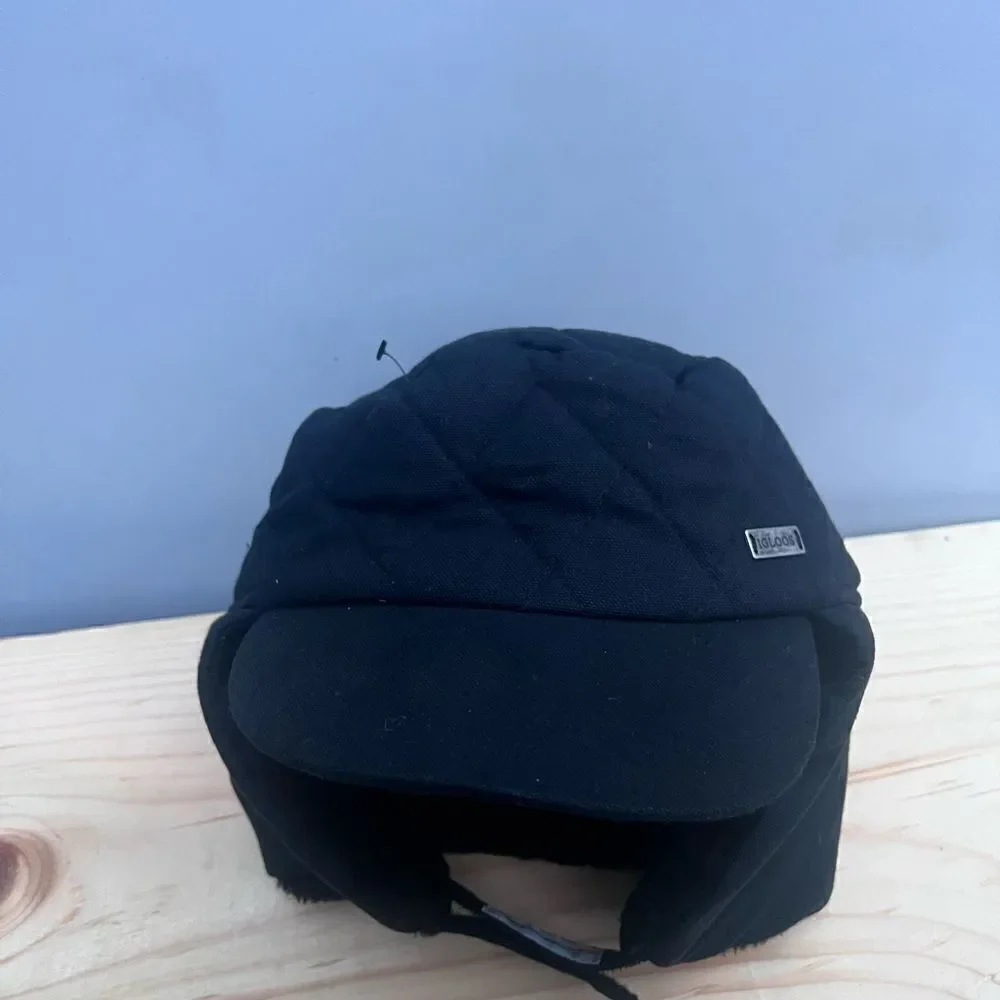 Igloos Trapper Hat Mens Xl / L Black Gleece Lined Thinsulate Ear Flaps